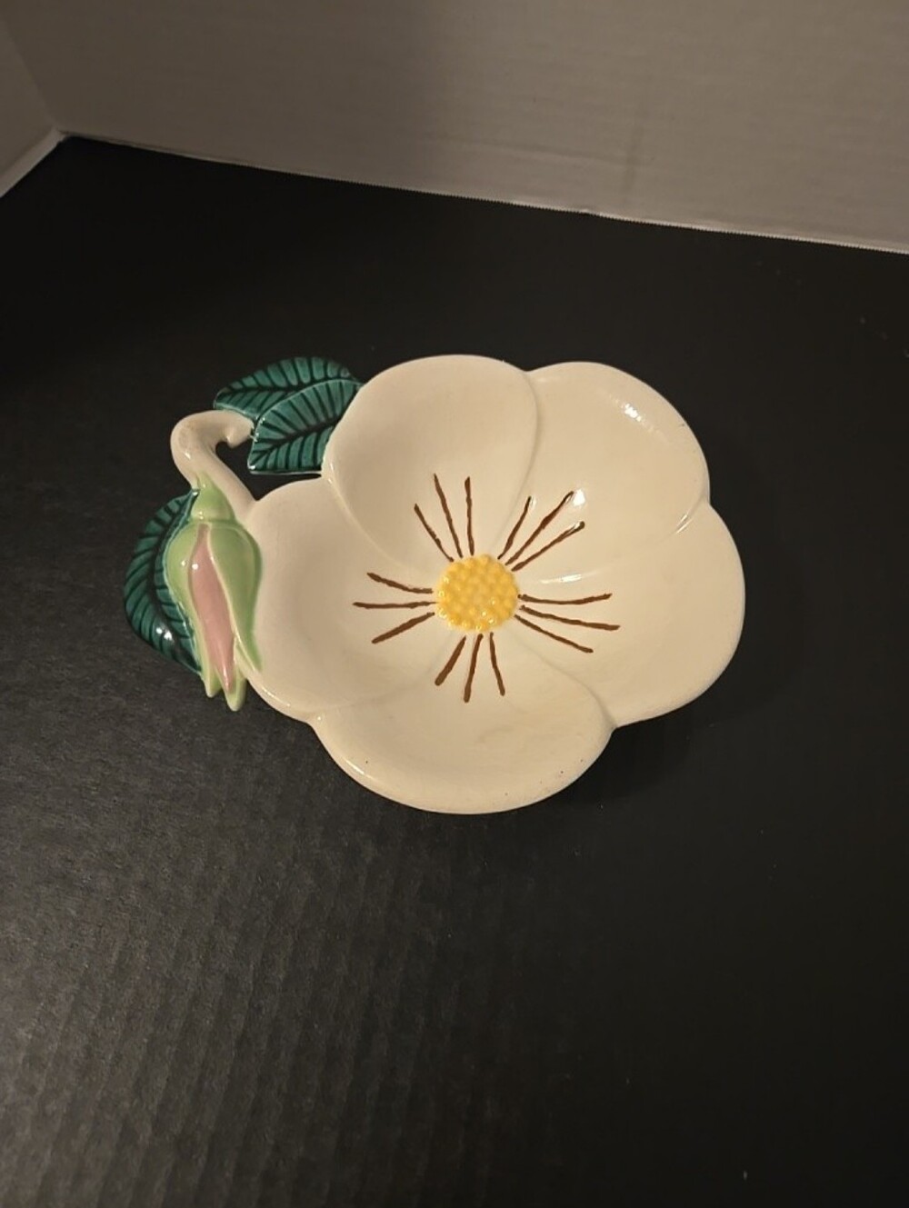 Holland Mold Vintage White Flower Dish Trinket Holder Cottagecore